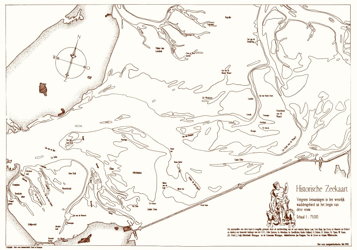 Historische Zeekaart Waddenzee Wieringen
