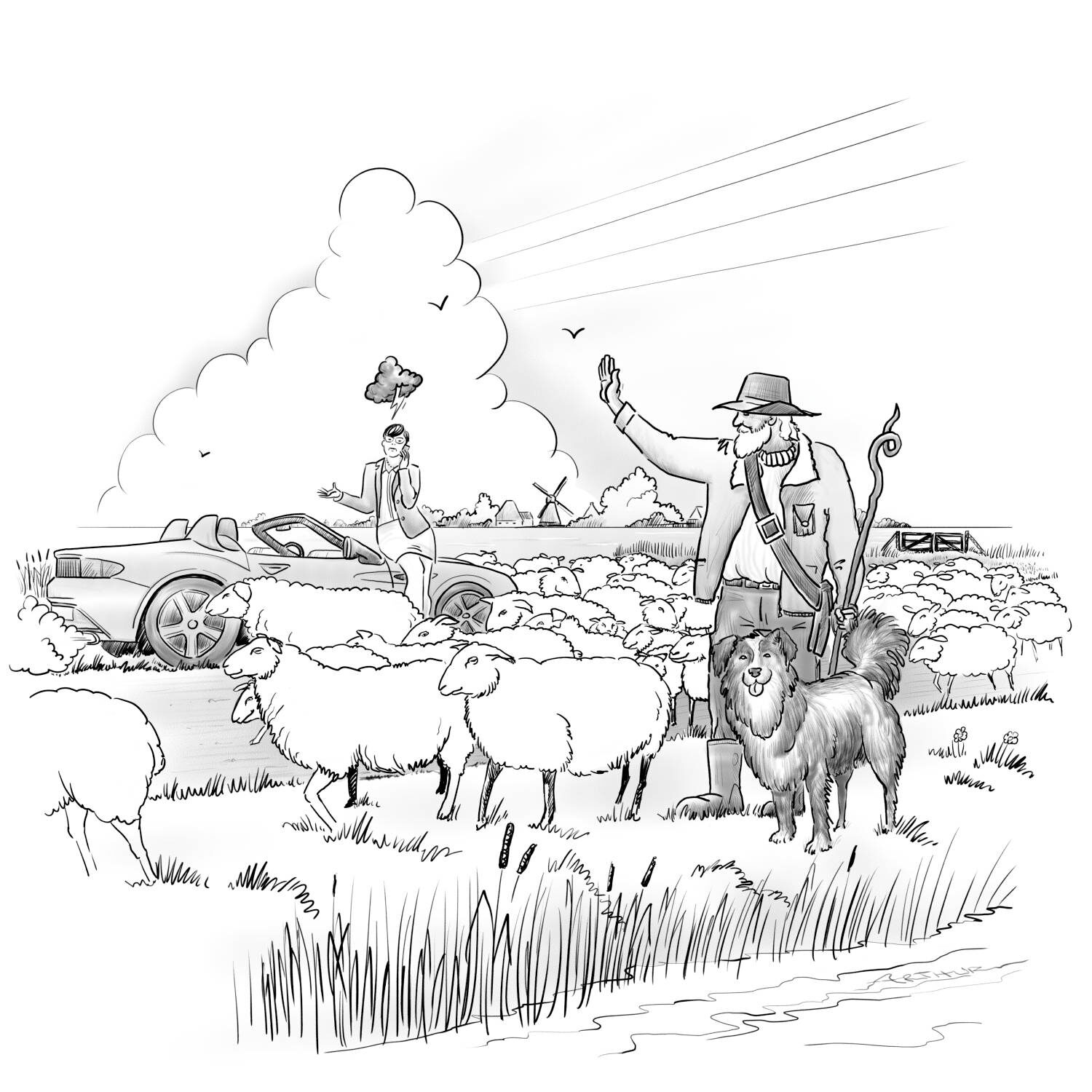 originele tekening van arthur wigbout, gemaakt zonder chatgpt